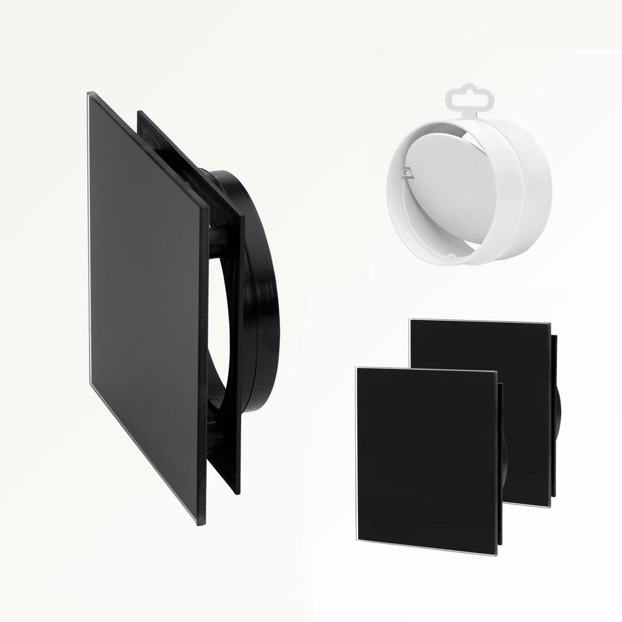 Ventilatieroosterset (2 st) Black 130x130mm v.buis Ø100mm