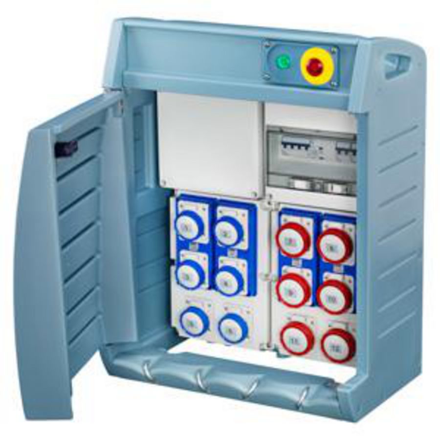 Q-BOX 4-MET KLEMMENBLOK-BEDRAAD-12x2P+A 16A IEC 309-