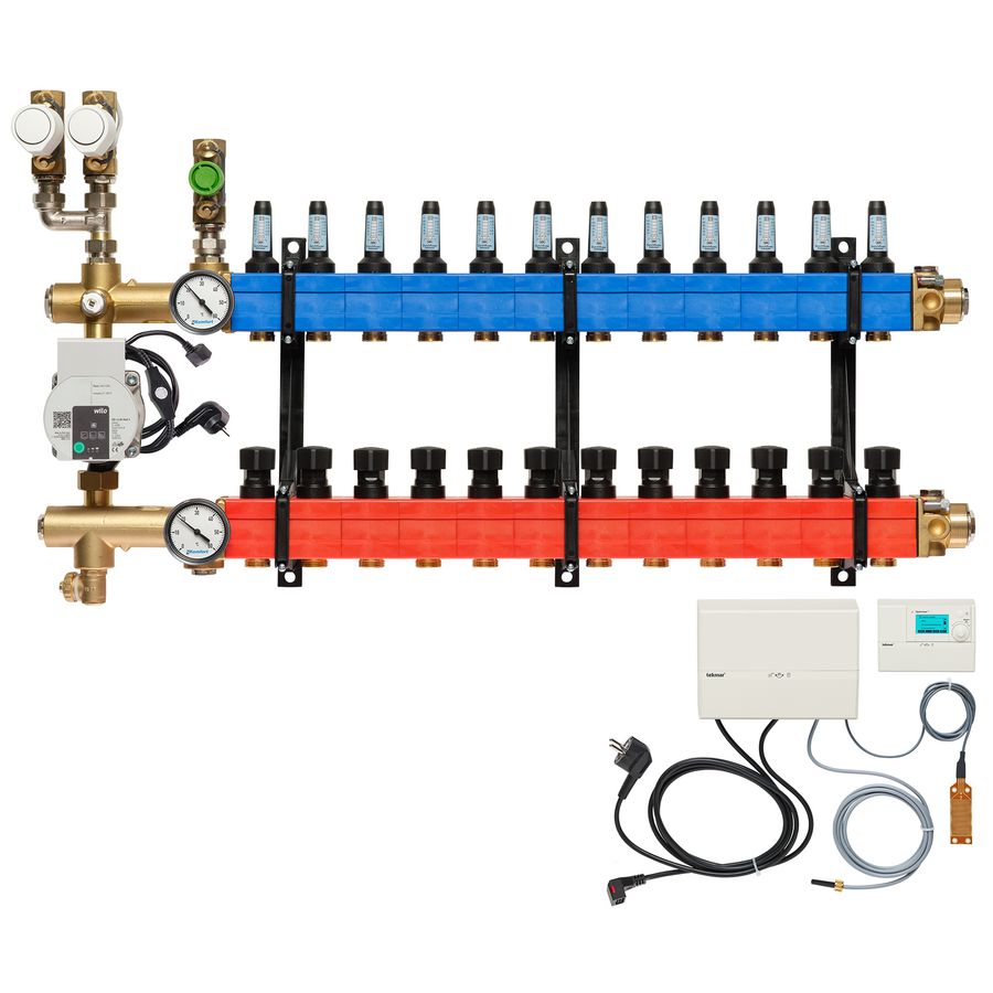 Vloerverw.verdeler 4851 3-pijps E-pomp BA. 10-145l/u 12-groeps
