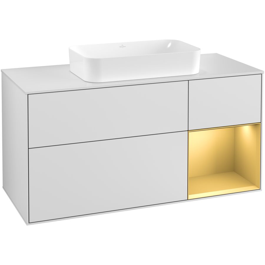 Wastafelonderkast Finion 1200x603x501mm White Matt Lacquer F301HFMT