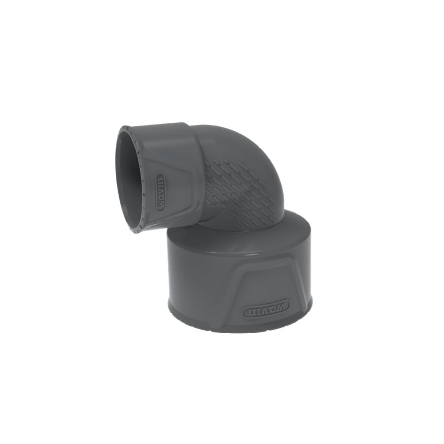 PVC+ lijm verloopbocht 88.5° grijs 75x50mm mof/mof