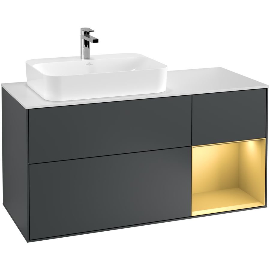 Wastafelonderkast Finion 1200x603x501mm Mid.Blue Matt Lacquer F401HFHG