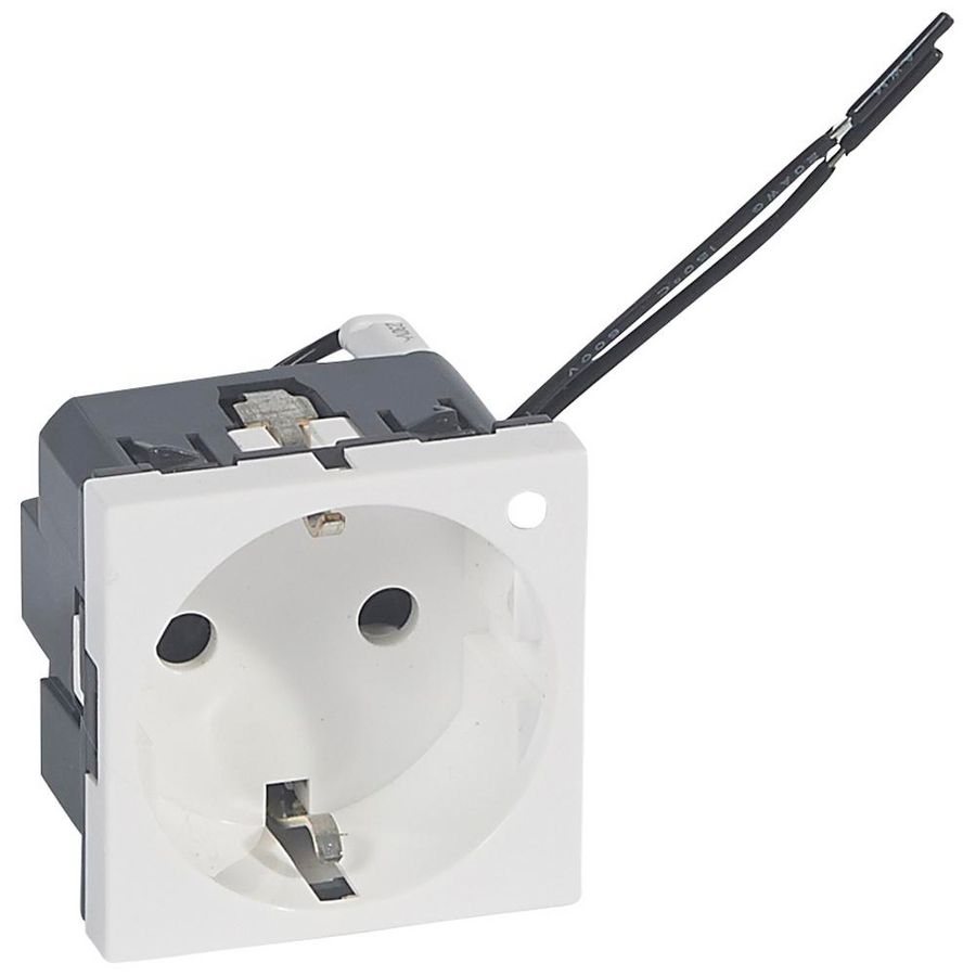 Wandcontactdoos + LED 1voudig kv 2 modulen wit Mosaic