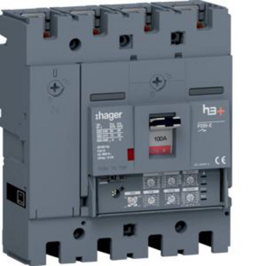 Vermogensautomaat h3+ P250 LSI 4P4D 100A 70kA boutaansl.