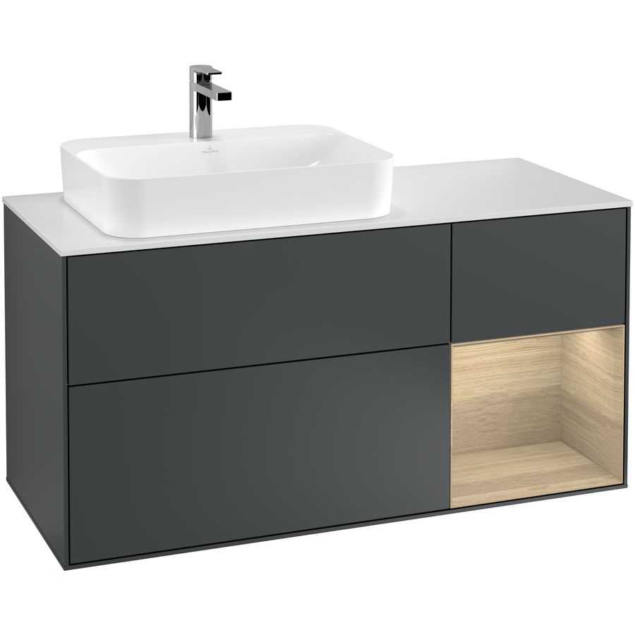 Wastafelonderkast Finion 1200x603x501mm Mid.Blue Matt Lacquer F401PCHG