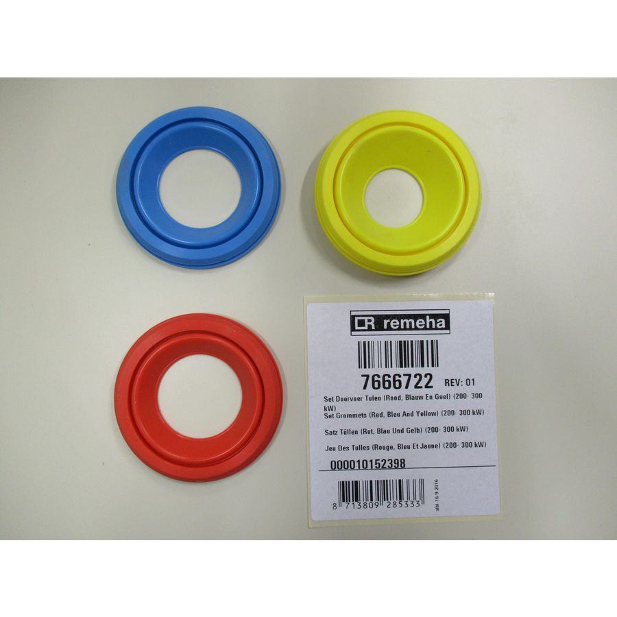Set doorvoer tulen rood, blauw en geel 200- 300kW