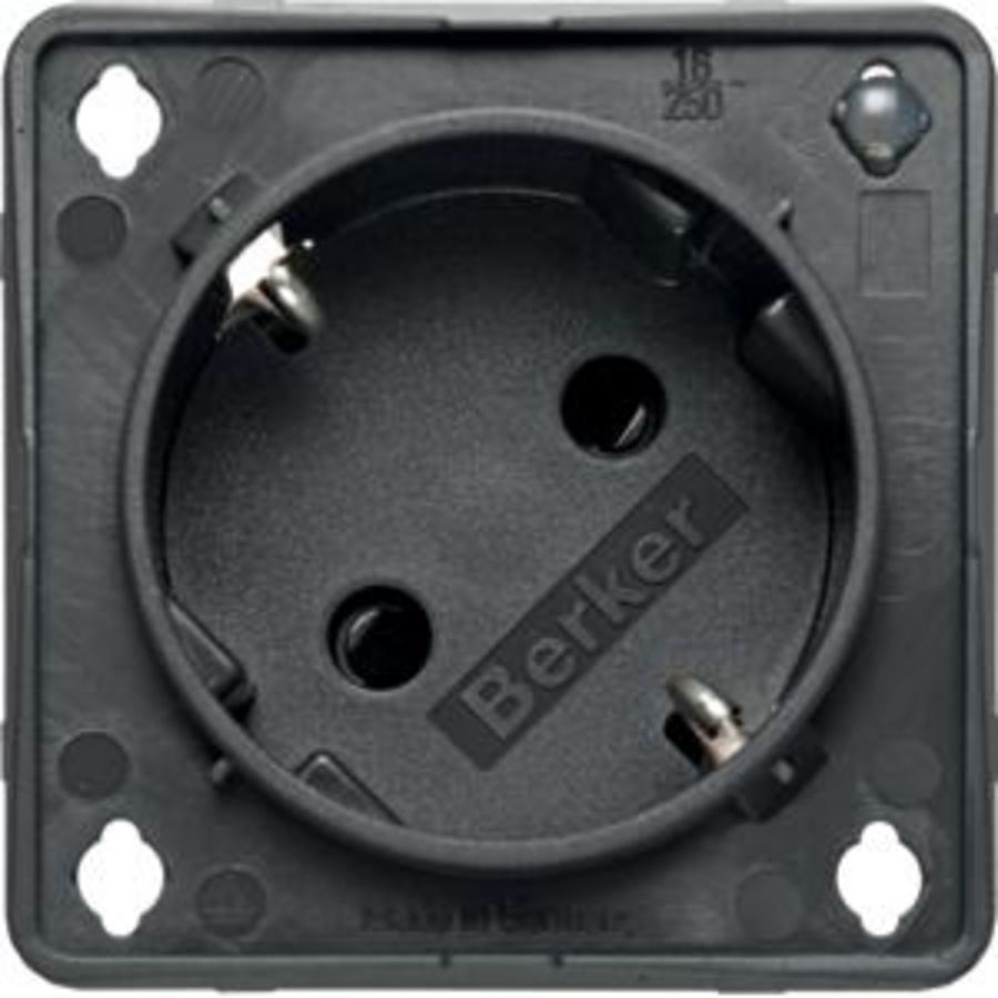 Wandcontactdoos 45° controle-led SCHUKO SNAP IN antraciet