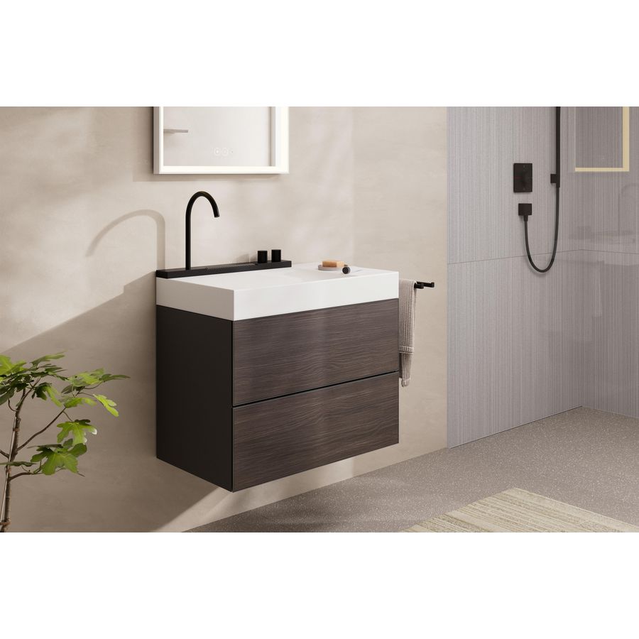 Onderkast Slate Matt Grey / front dark oak 780x475mm 2x la tbv wastafel Xevolos E 54180730