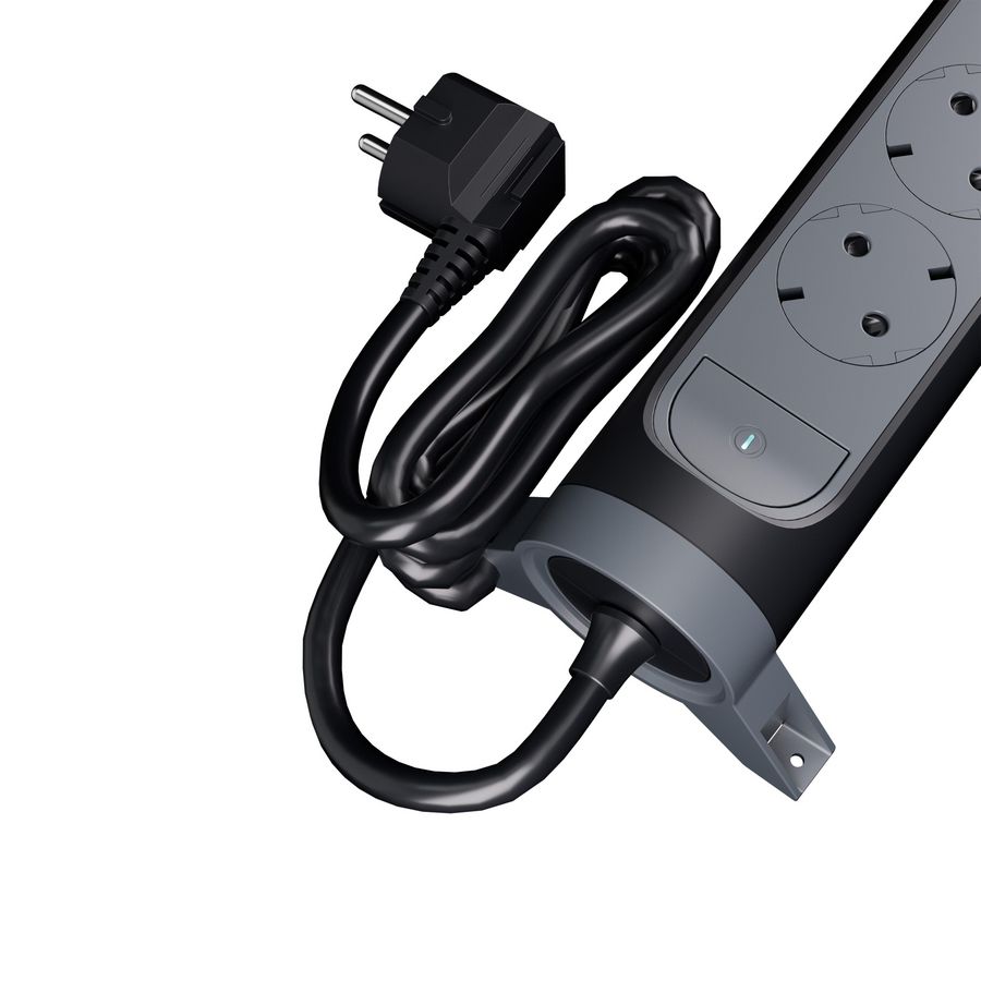 Contactdoos standaard 3x2P + A 1,5m. zwart VVE=5