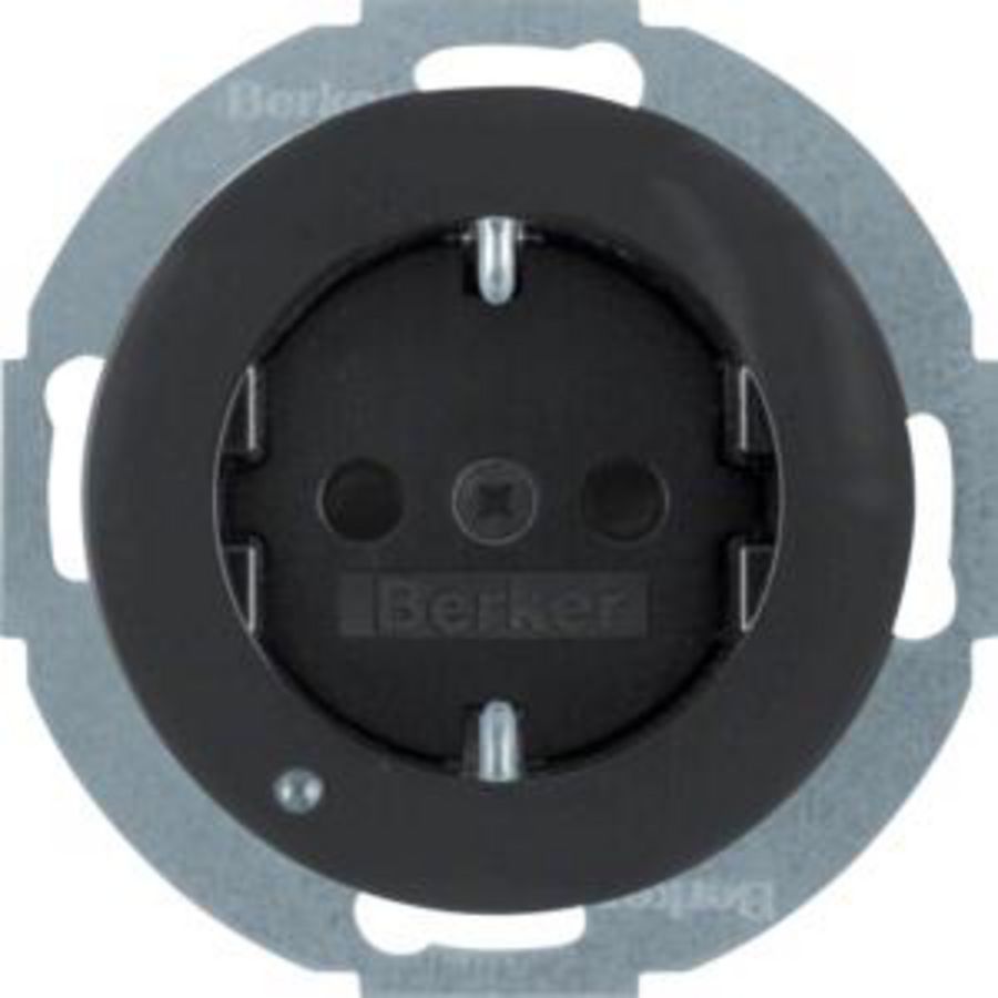 Wandcontactdoos RA led-orient. berker R.1/R.3/R.8 zwart