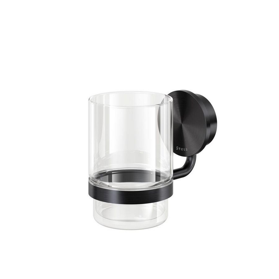 Glashouder met drinkglas metal black OPAL