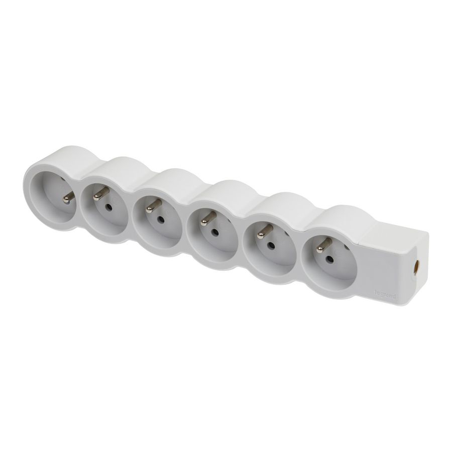 Contactdoos standaard 6xPA z.snoer wit-grijs VVE=10