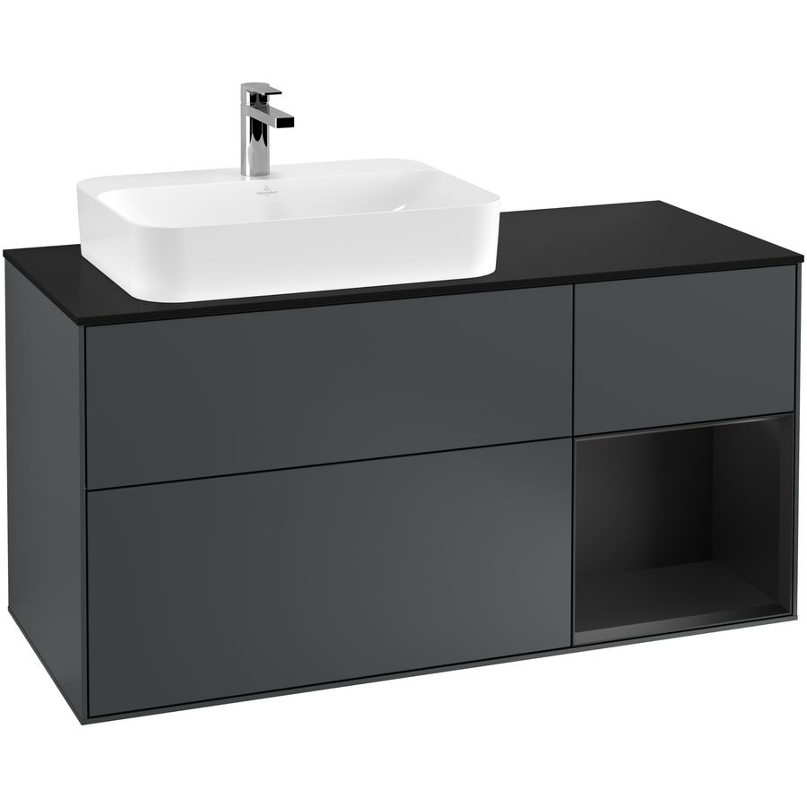Wastafelonderkast Finion 1200x603x501mm Mid.Blue Matt Lacquer F402PDHG