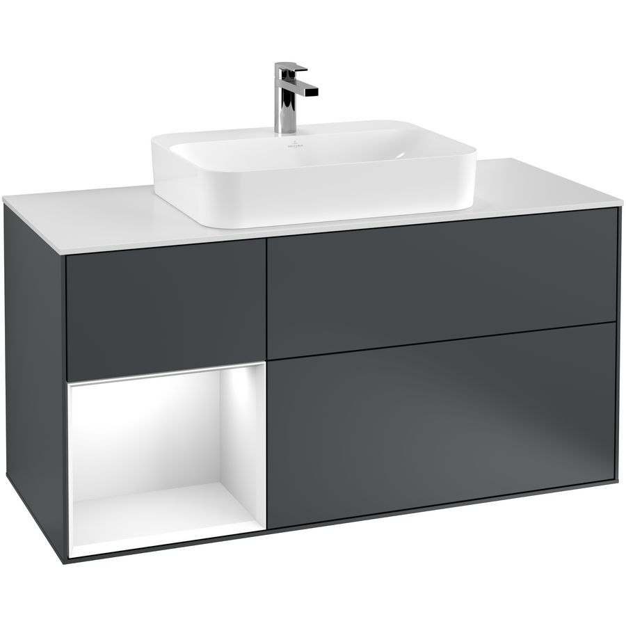 Wastafelonderkast Finion 1200x603x501mm Mid.Blue Matt Lacquer F411GFHG