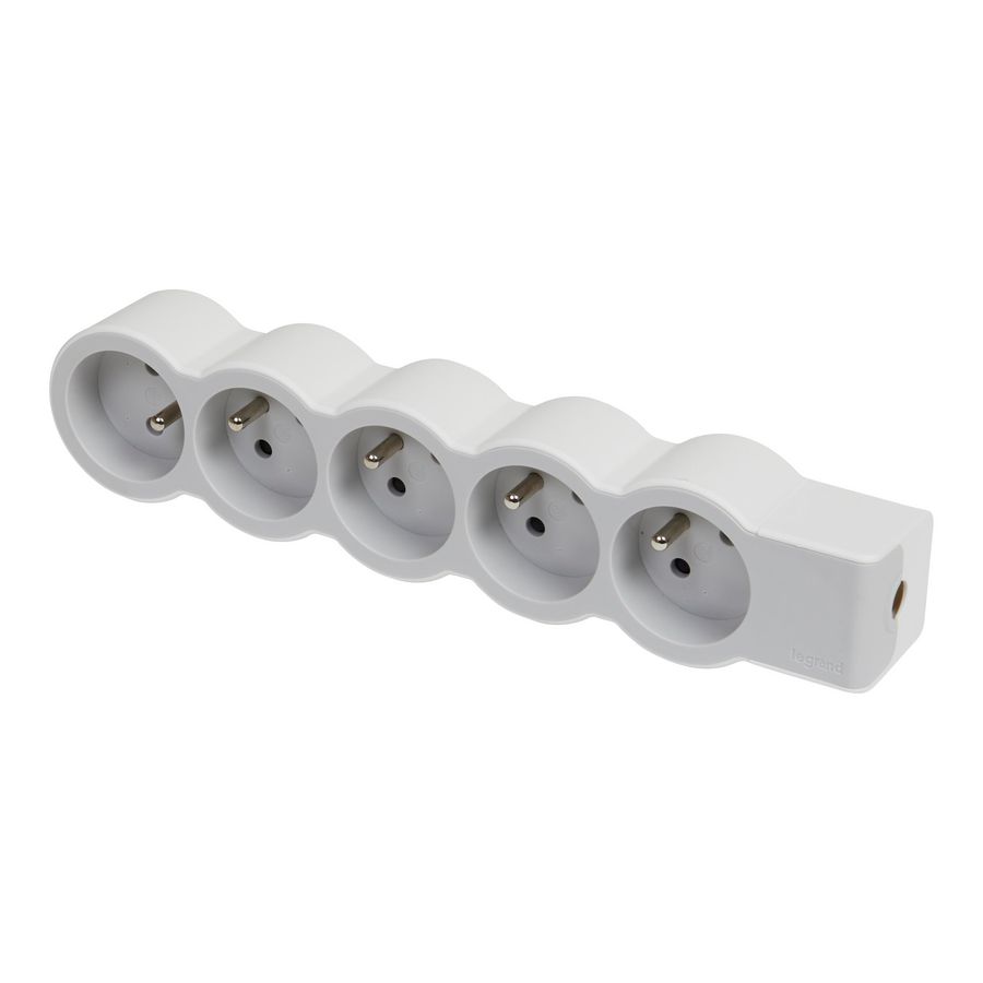 Contactdoos standaard 5xPA z.snoer wit-grijs VVE=10