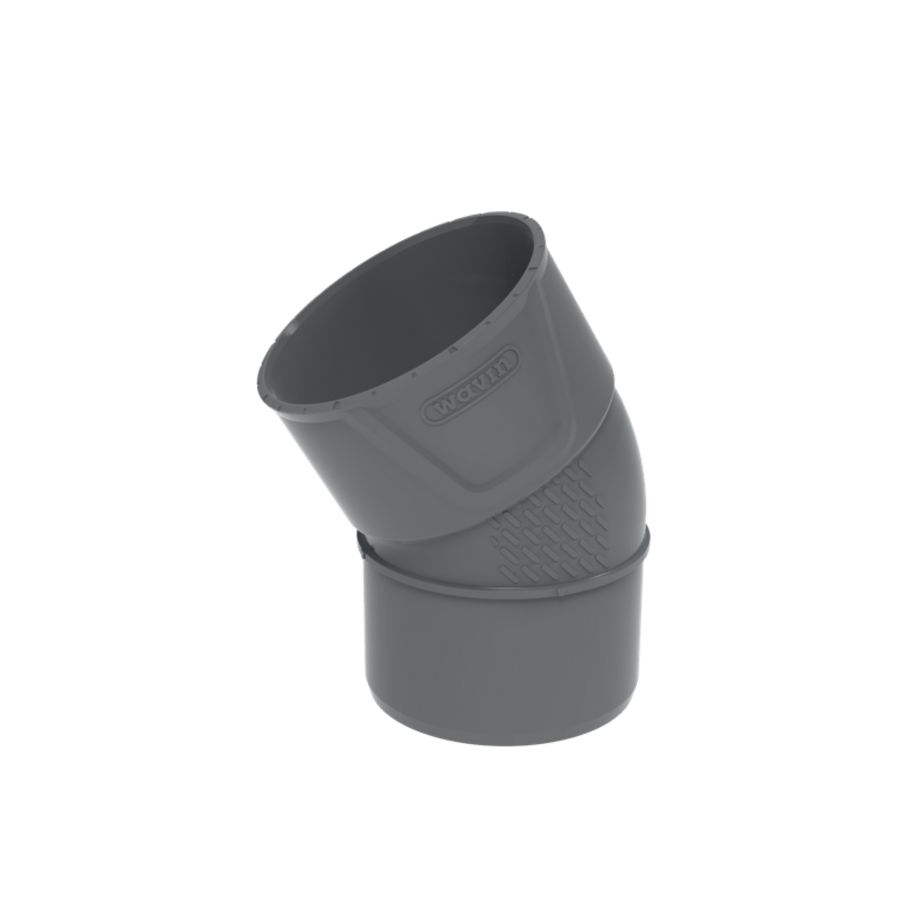 PVC+ lijm bocht 30° grijs 125mm mof/spie