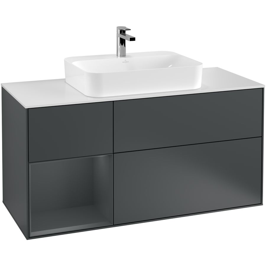 Wastafelonderkast Finion 1200x603x501mm Mid.Blue Matt Lacquer F411HGHG