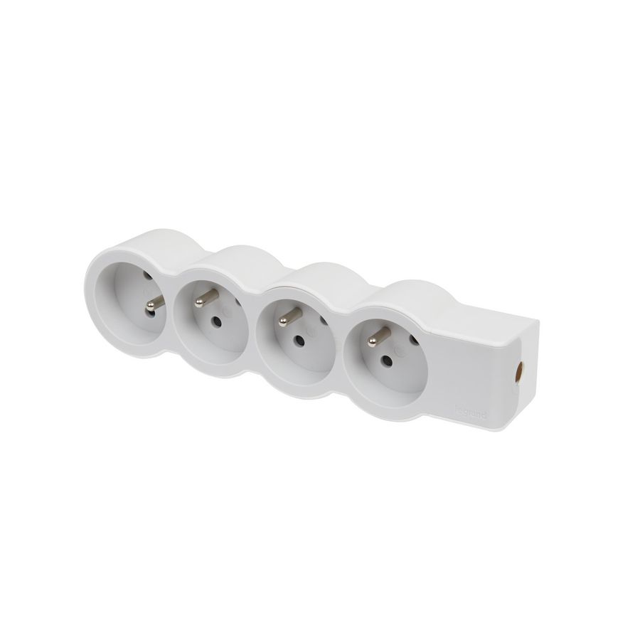 Contactdoos standaard 4xPA z.snoer wit-grijs VVE=10