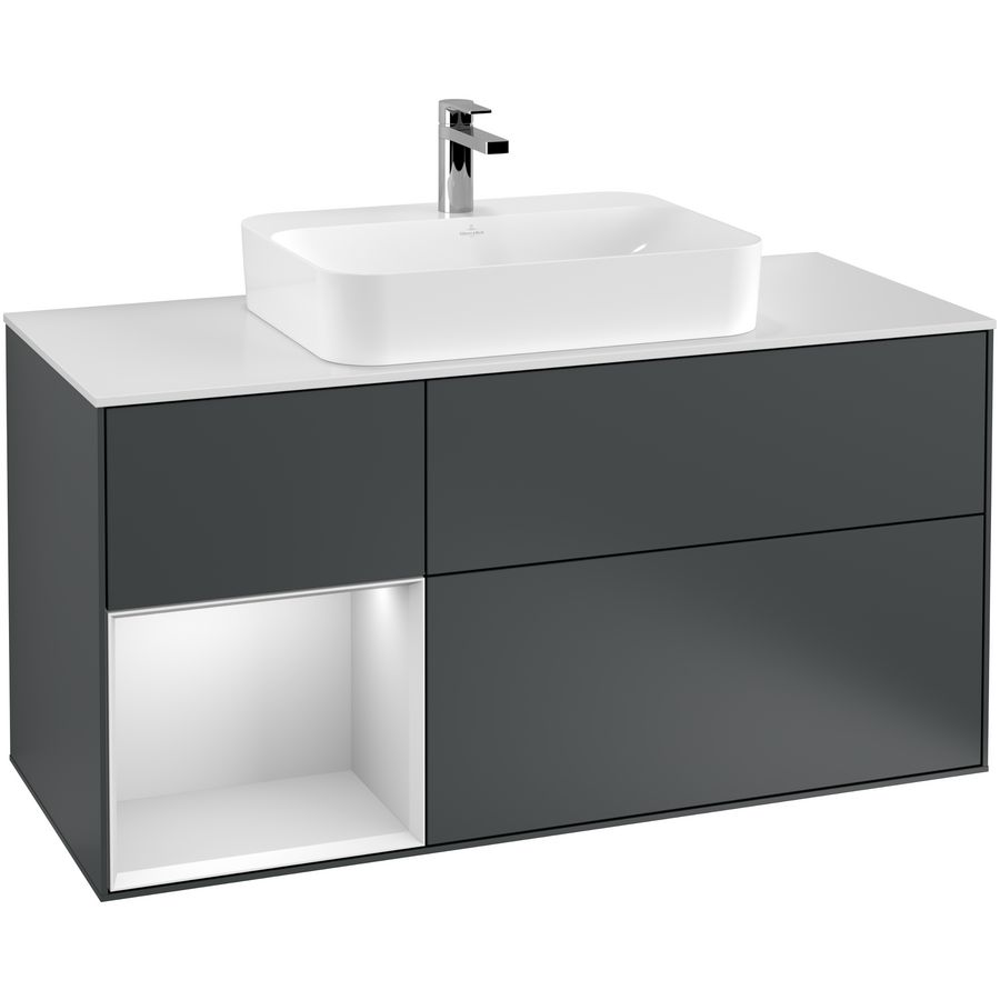 Wastafelonderkast Finion 1200x603x501mm Mid.Blue Matt Lacquer F411MTHG
