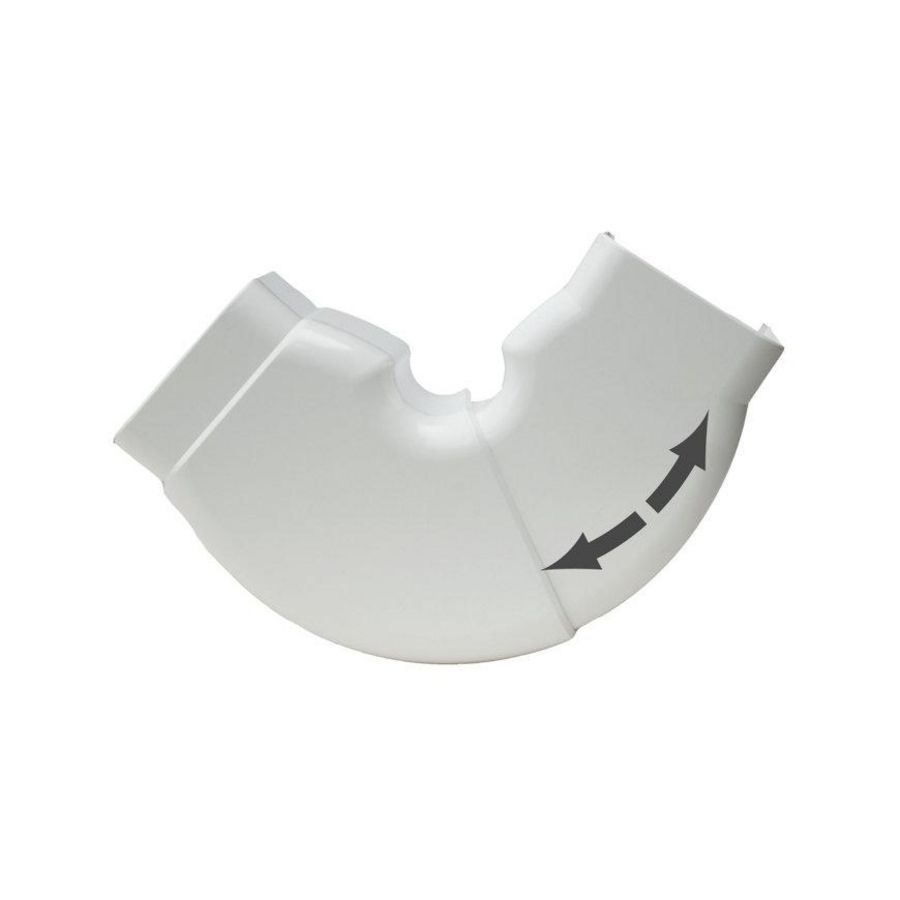 Beweegbare platte bocht 90x65mm (60°-120°) wit PVC RAL 9010