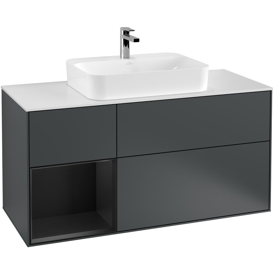 Wastafelonderkast Finion 1200x603x501mm Mid.Blue Matt Lacquer F411PDHG
