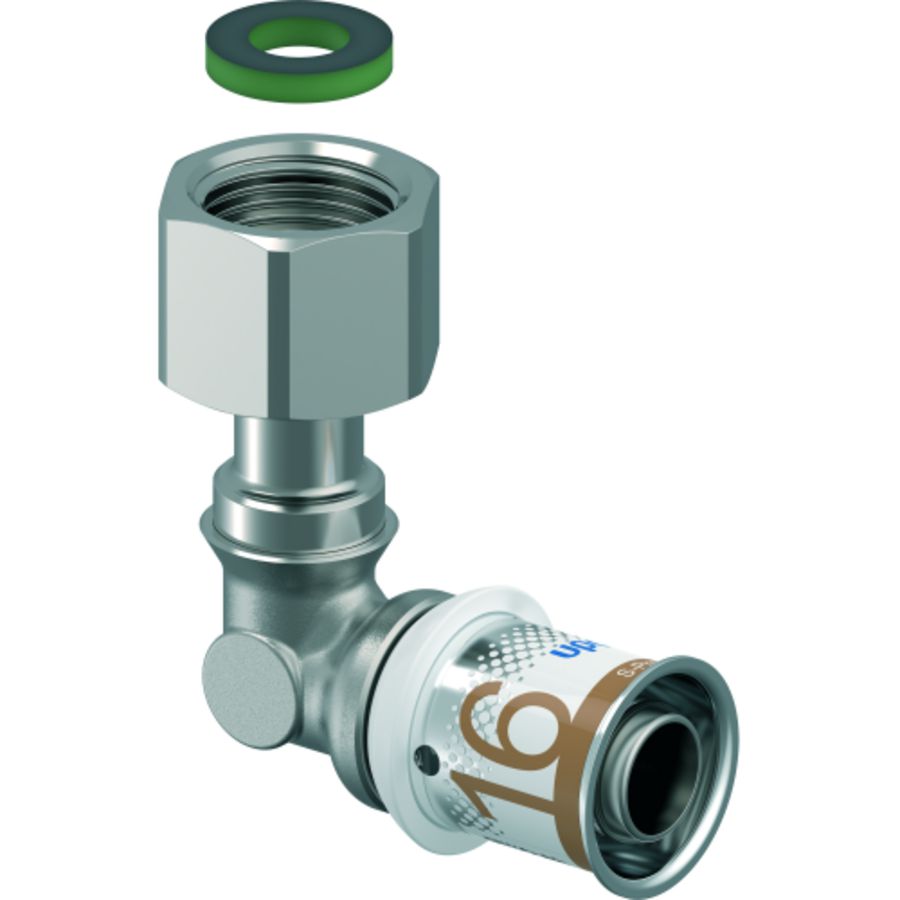 2-del. koppeling haaks S-PRESS PLUS 16x3/8" wartel vlakd.