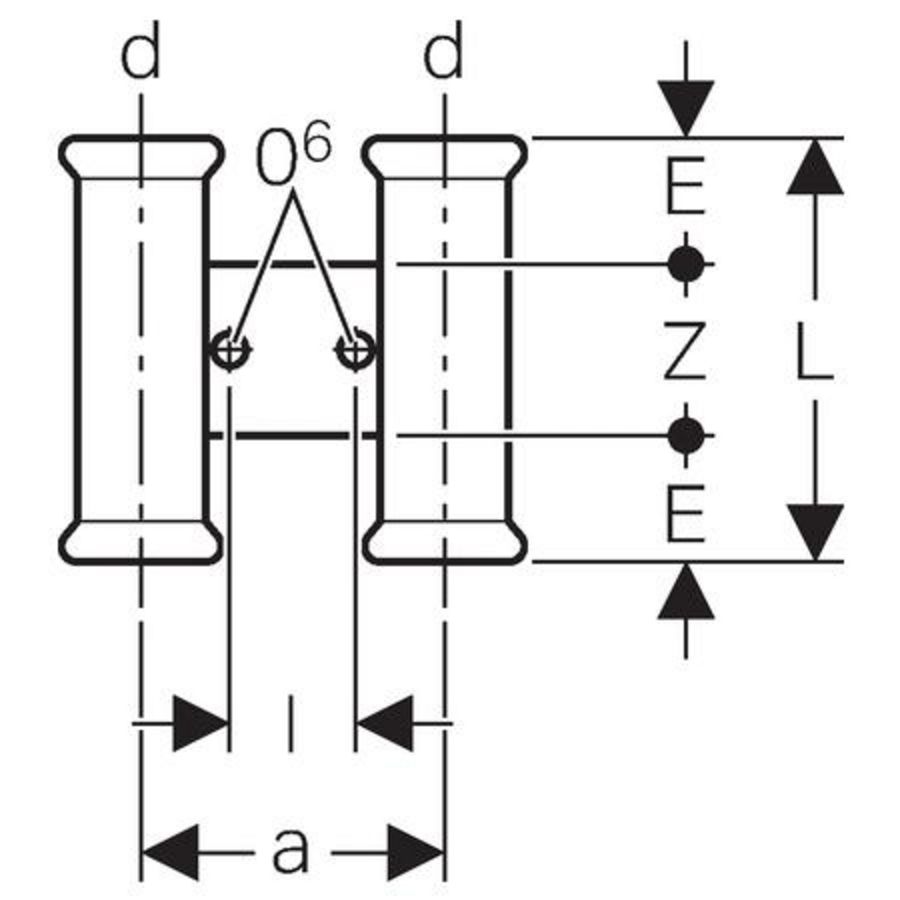Dubbele perssok op beugel MAPRESS C-STAAL 15mm hoh 60mm
