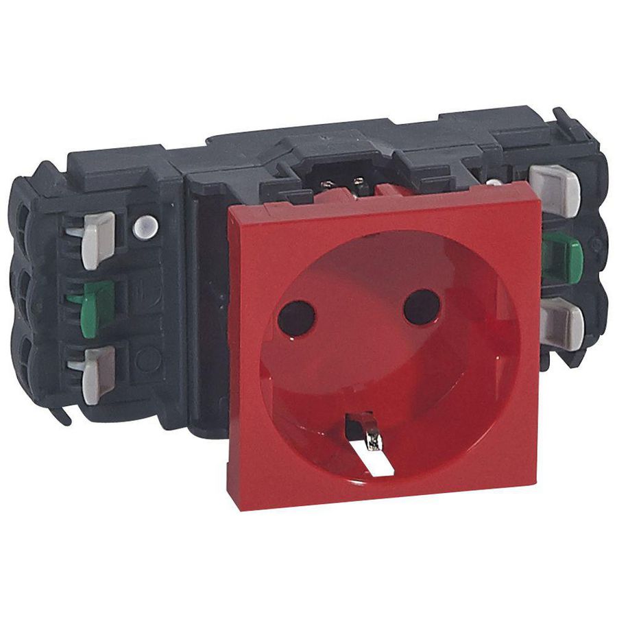 Wandcontactdoos 1voudig kv zijsteek 2 modulen rood Mosaic