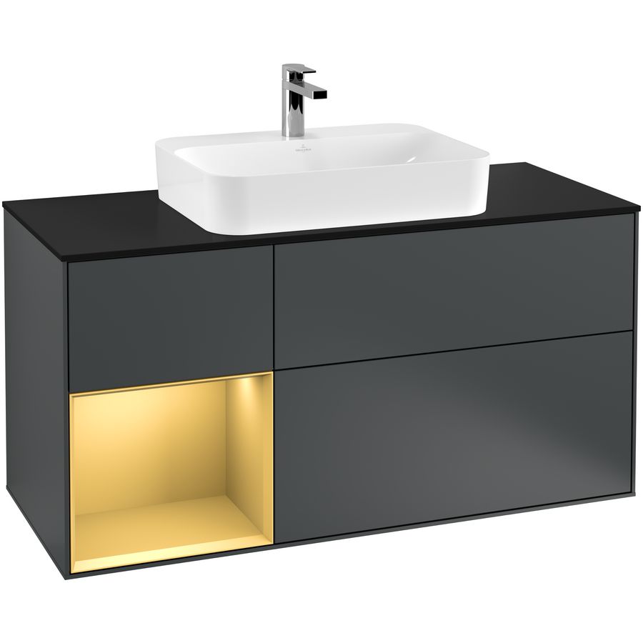 Wastafelonderkast Finion 1200x603x501mm Mid.Blue Matt Lacquer F412HFHG