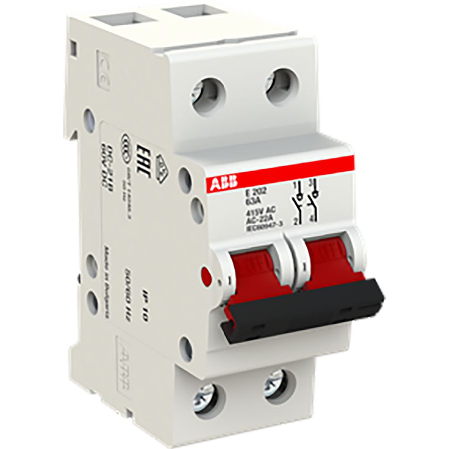 Aan-Uit schakelaar rood 2 P 63A