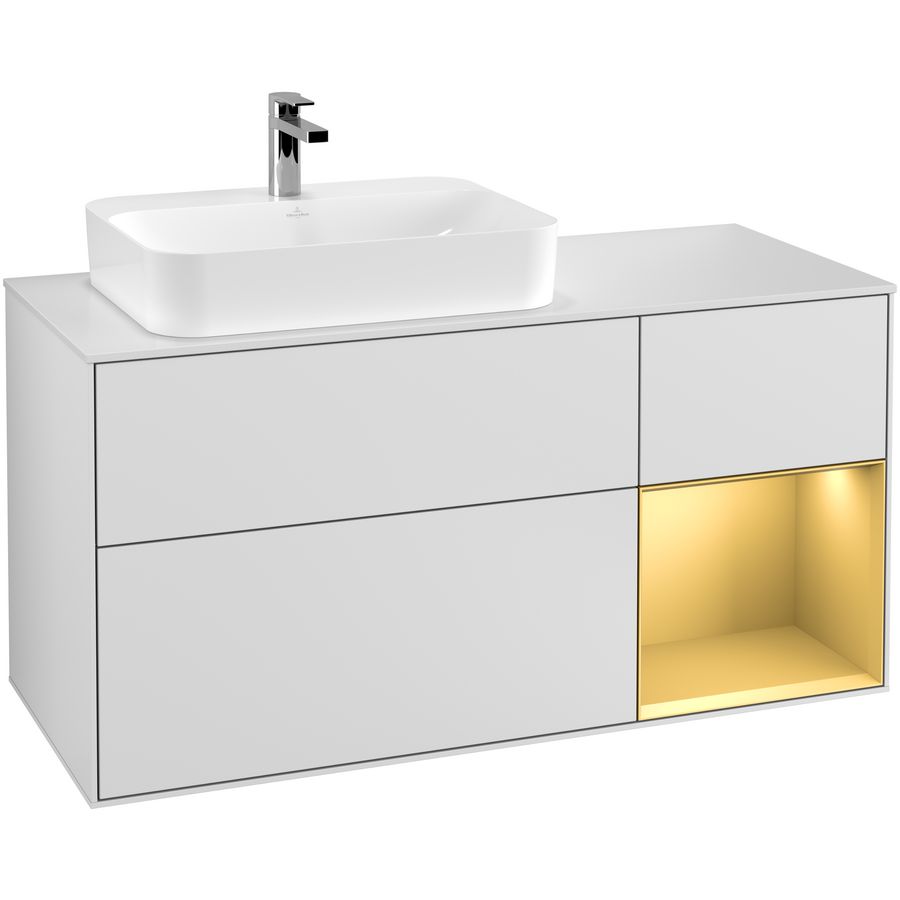 Wastafelonderkast Finion 1200x603x501mm White Matt Lacquer F401HFMT