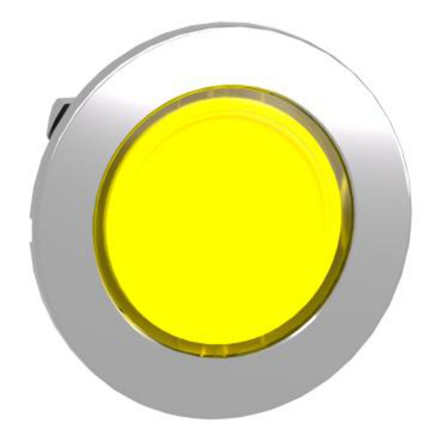 Head illuminated push button XB4 metal yellow Flush mou