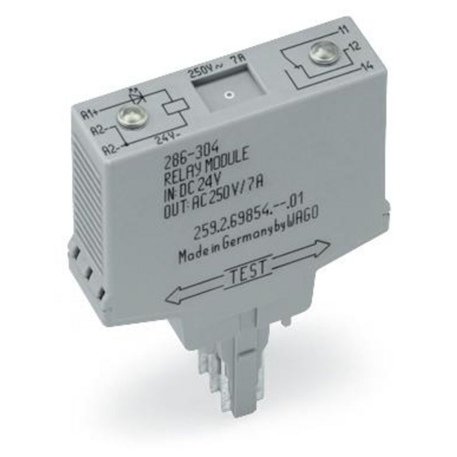 Relaismodule DC 24V 1 wisselcontact grijs 286-304