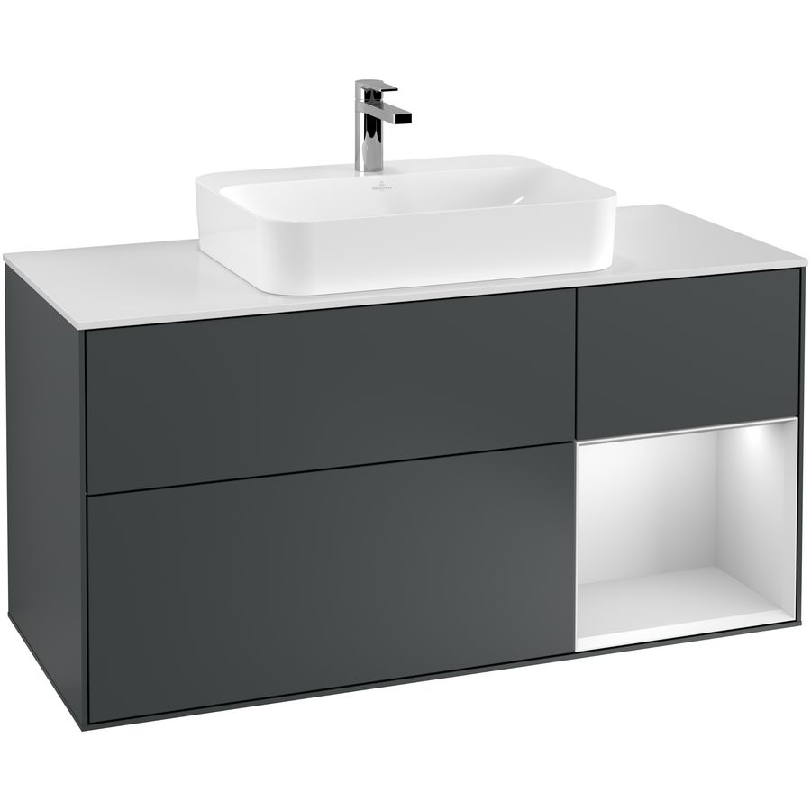 Wastafelonderkast Finion 1200x603x501mm Mid.Blue Matt Lacquer F421MTHG