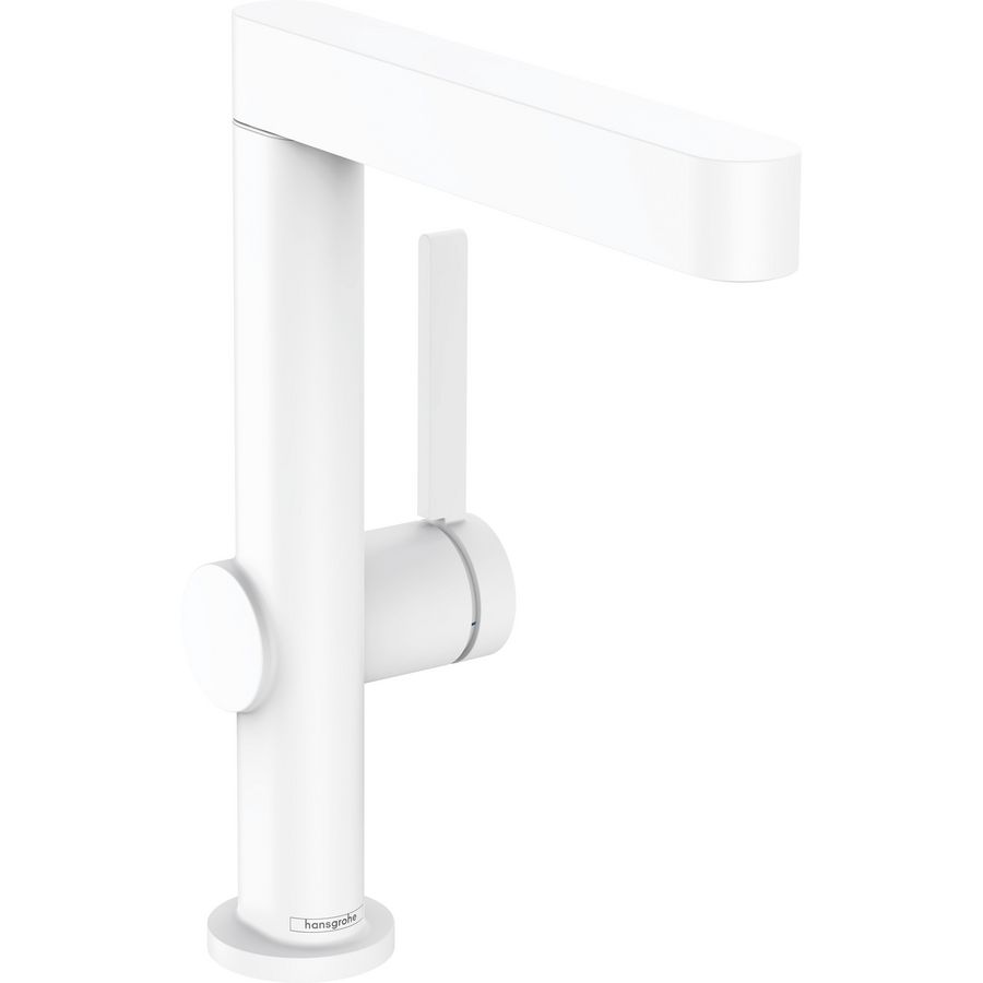 Finoris 1-hendel wastafelmengkraan 230 draaibare uitloop mat wit sprong 178mm incl. push-open plug 1.1/4"