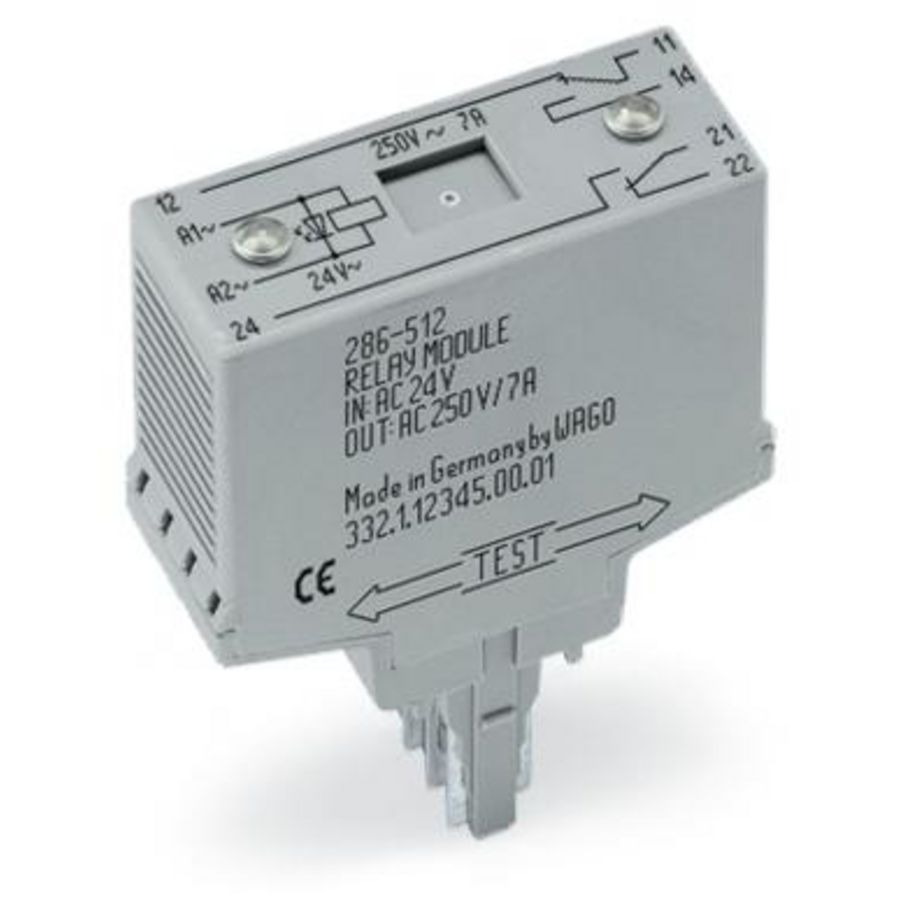 Relaismodule DC 24V 2 wisselcontacten grijs 286-312