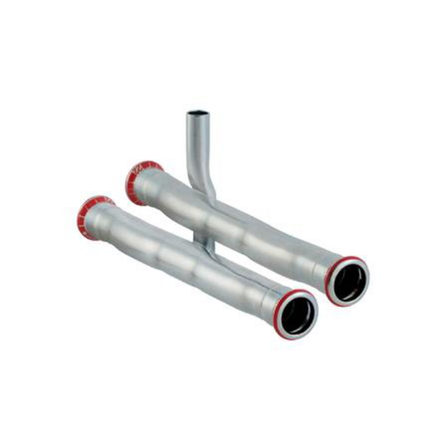 T-aansluitng tweepijps MAPRESS C-STAAL kruis-paar 15x15x15mm