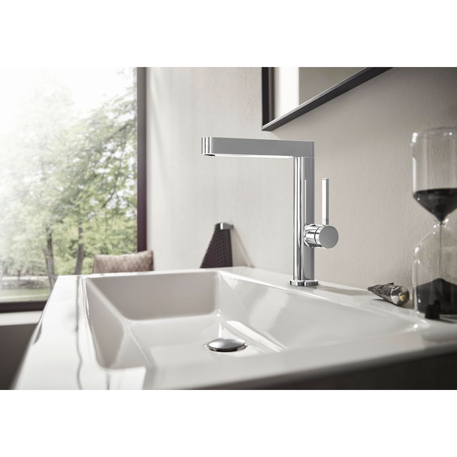 Finoris 1-hendel wastafelmengkraan 230 draaibare uitloop chroom sprong 178mm incl. push-open plug 1.1/4"
