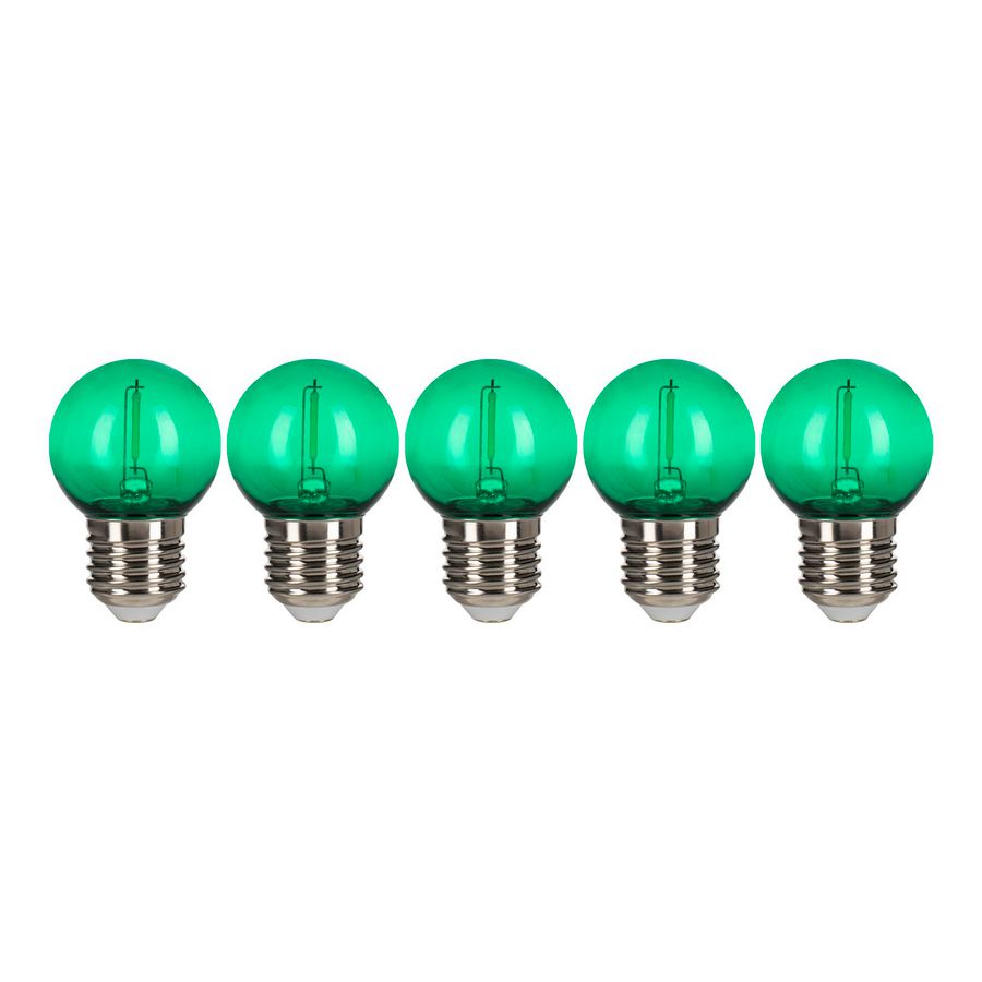 Doos a 5st. LED-lamp EcoPack Party FIL G45 E27 0.6W Groen PC