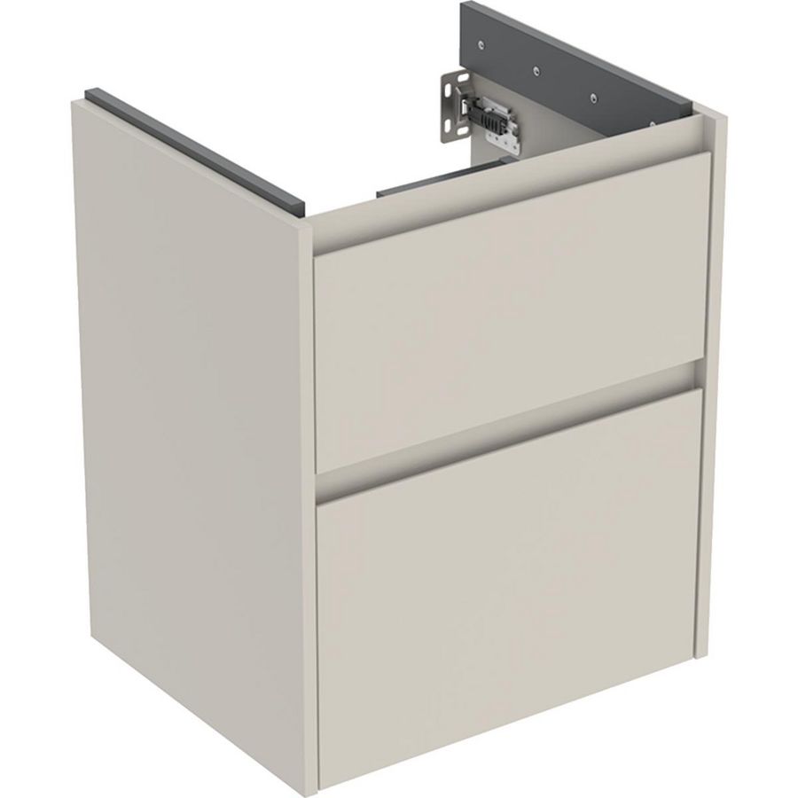 onderkast voor wastafel 2x la 50.4x60.6x40.5cm Breedte wastafel=55cm zandgrijs / gelakt zijdemat