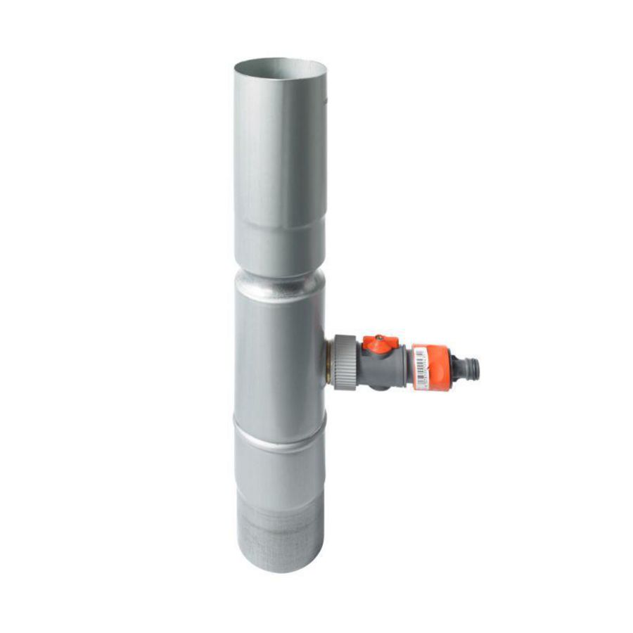 Zinken blue-grey hemelwateropvang 80mm met Gardena slang-aansluiting