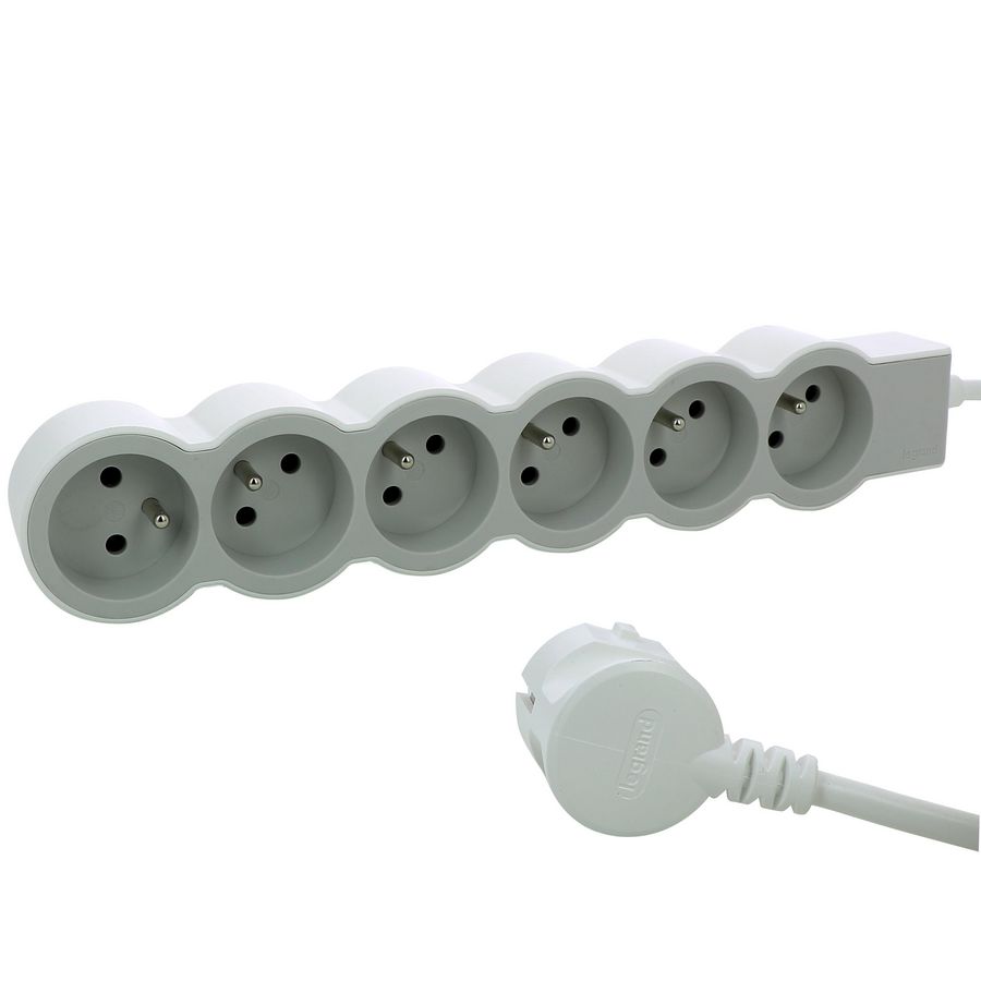Contactdoos standaard 6xPA met 1,5m. wit-grijs VVE=10