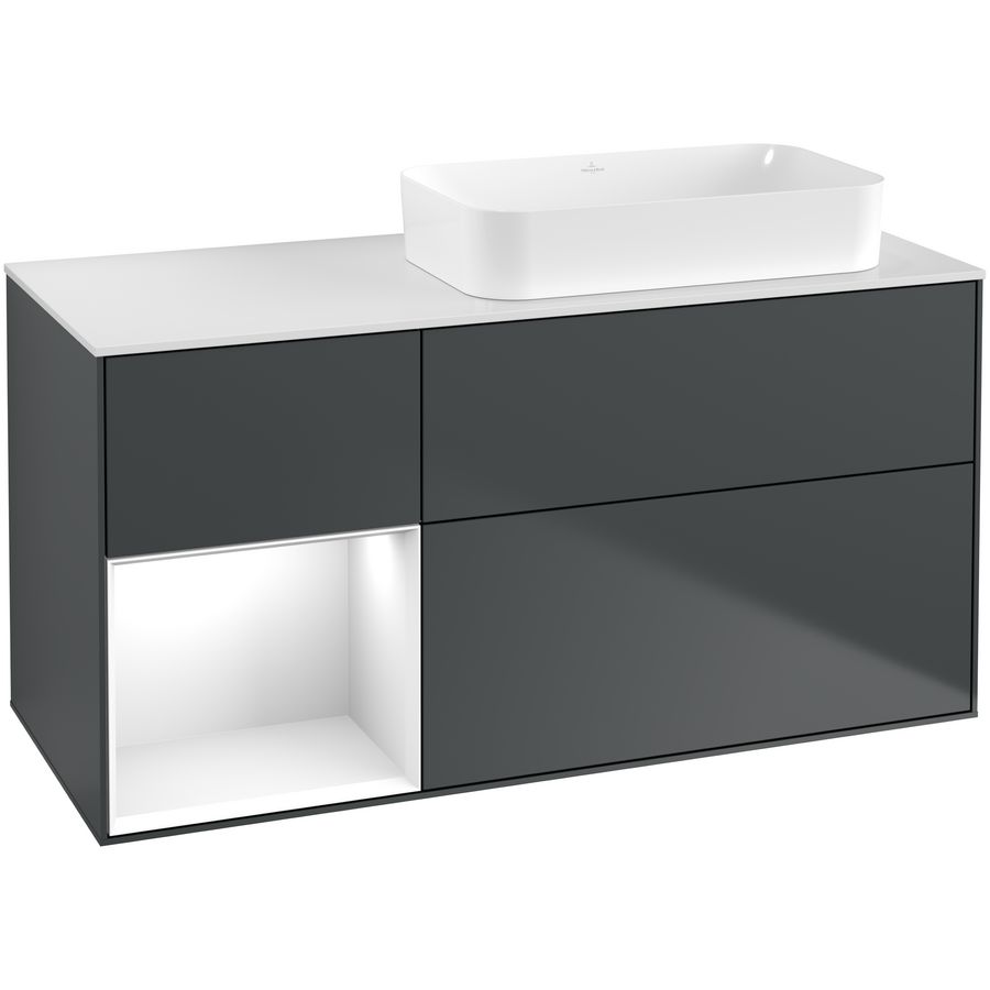 Wastafelonderkast Finion 1200x603x501mm Mid.Blue Matt Lacquer F681GFHG