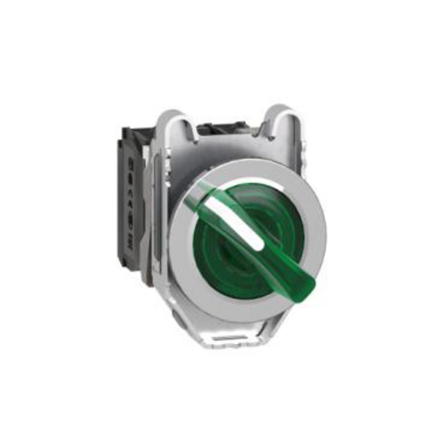 Illum.selector switch Flush mounted metal green 30 2 pos