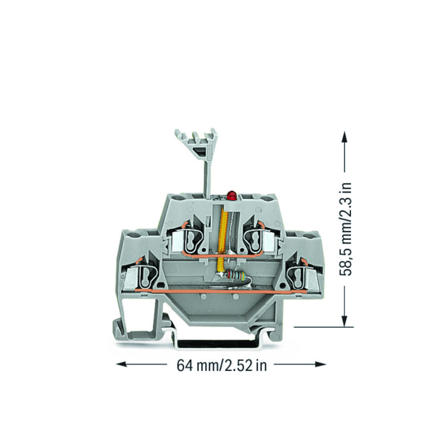 Moduleklem 2-etage LED rood grijs 280-943/281-413 VVE=50