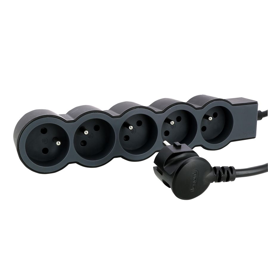 Contactdoos standaard 5xPA met 1,5m. zwart VVE=10
