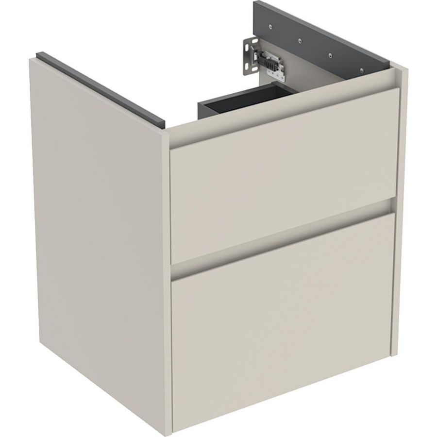 onderkast voor wastafel 2x la 54.6x60.6x44.6cm Breedte wastafel=60cm zandgrijs / gelakt zijdemat
