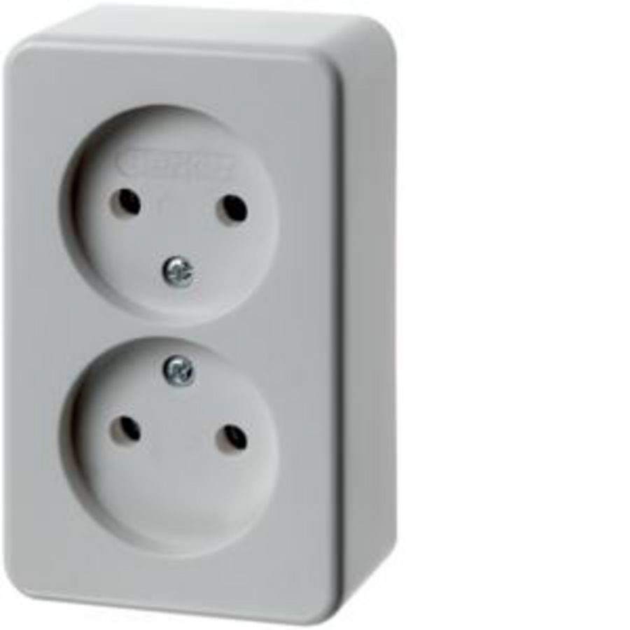 Wandcontactdoos z.aardcontact 2-v steekklemmen opbouwserie