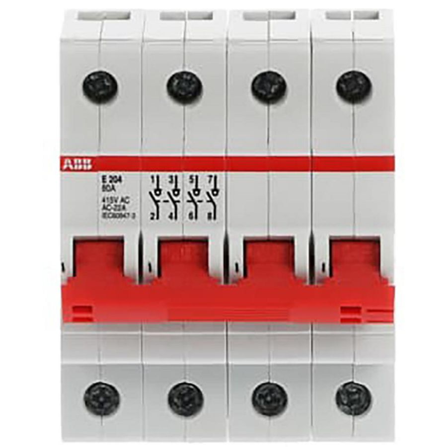 Hoofdschakelaar rood 4-polig 80A