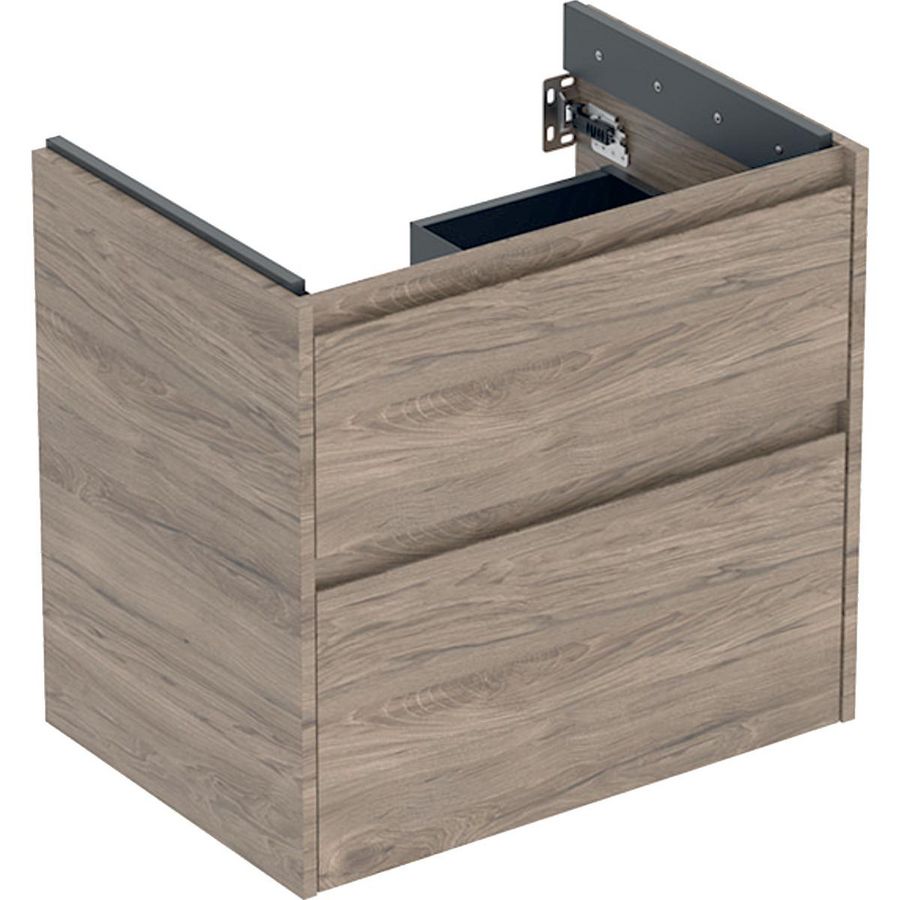onderkast voor wastafel 2x la 64.4x60.6x44.6cm Breedte wastafel=70cm walnoot hickory / Melamine houtstructuur